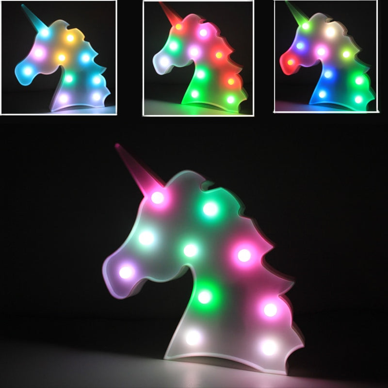 Unicornio Led Night Lights Unicorn Party 3D LED Table Lamp Novelty Animal Marquee Sign Letter Lamp Luminaria Baby Kids Toys Gift