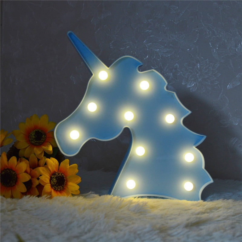 Unicornio Led Night Lights Unicorn Party 3D LED Table Lamp Novelty Animal Marquee Sign Letter Lamp Luminaria Baby Kids Toys Gift