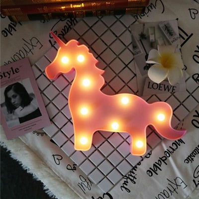 Unicornio Led Night Lights Unicorn Party 3D LED Table Lamp Novelty Animal Marquee Sign Letter Lamp Luminaria Baby Kids Toys Gift