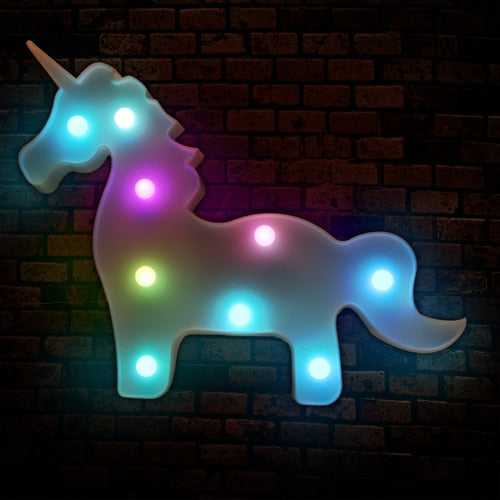 Unicornio Led Night Lights Unicorn Party 3D LED Table Lamp Novelty Animal Marquee Sign Letter Lamp Luminaria Baby Kids Toys Gift