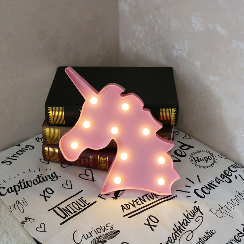 Unicornio Led Night Lights Unicorn Party 3D LED Table Lamp Novelty Animal Marquee Sign Letter Lamp Luminaria Baby Kids Toys Gift